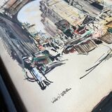 Watercolor painting "Market day" Paris (?) signed VanBer