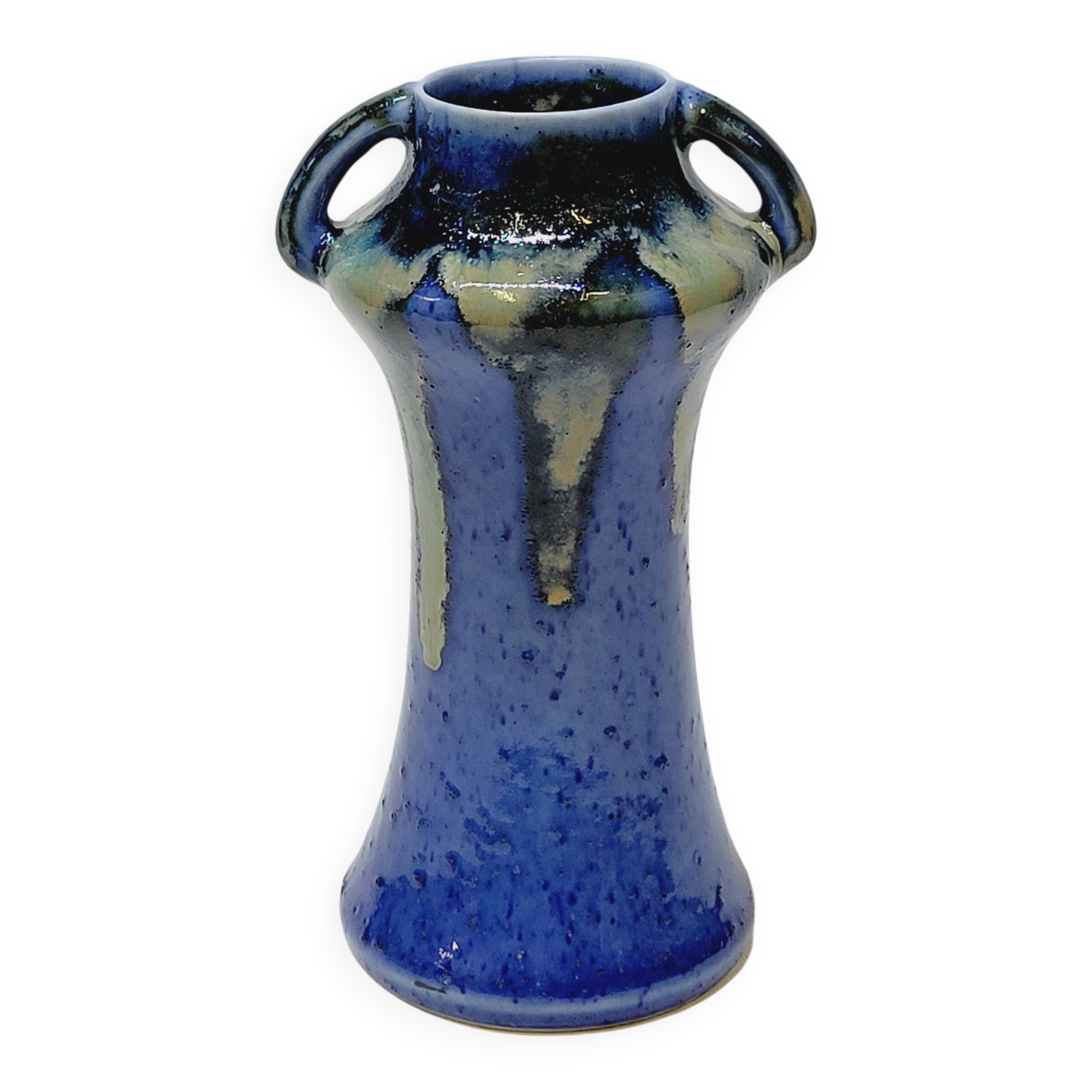 Antique Art Deco Blue Flemmé Stoneware Vase