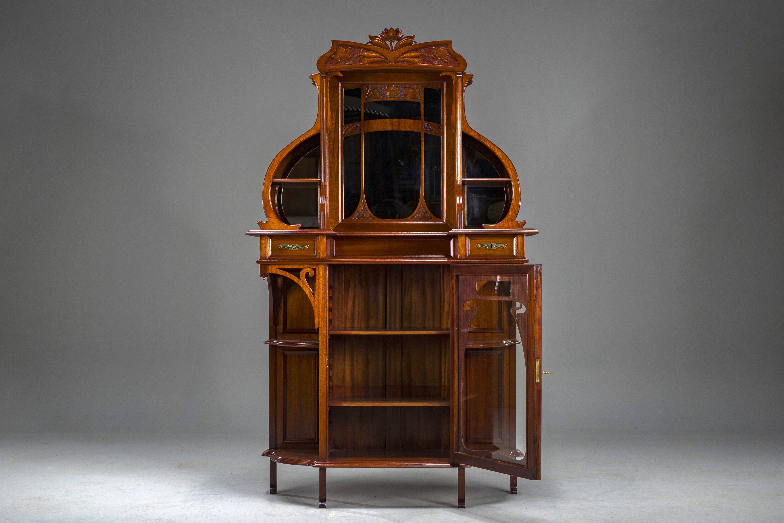 Art Nouveau Cabinet with Mirror, 1890s