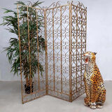 Antique brass room divider paravan folding screen