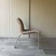 Fauteuil bas vintage chrome et tissu gris/beige