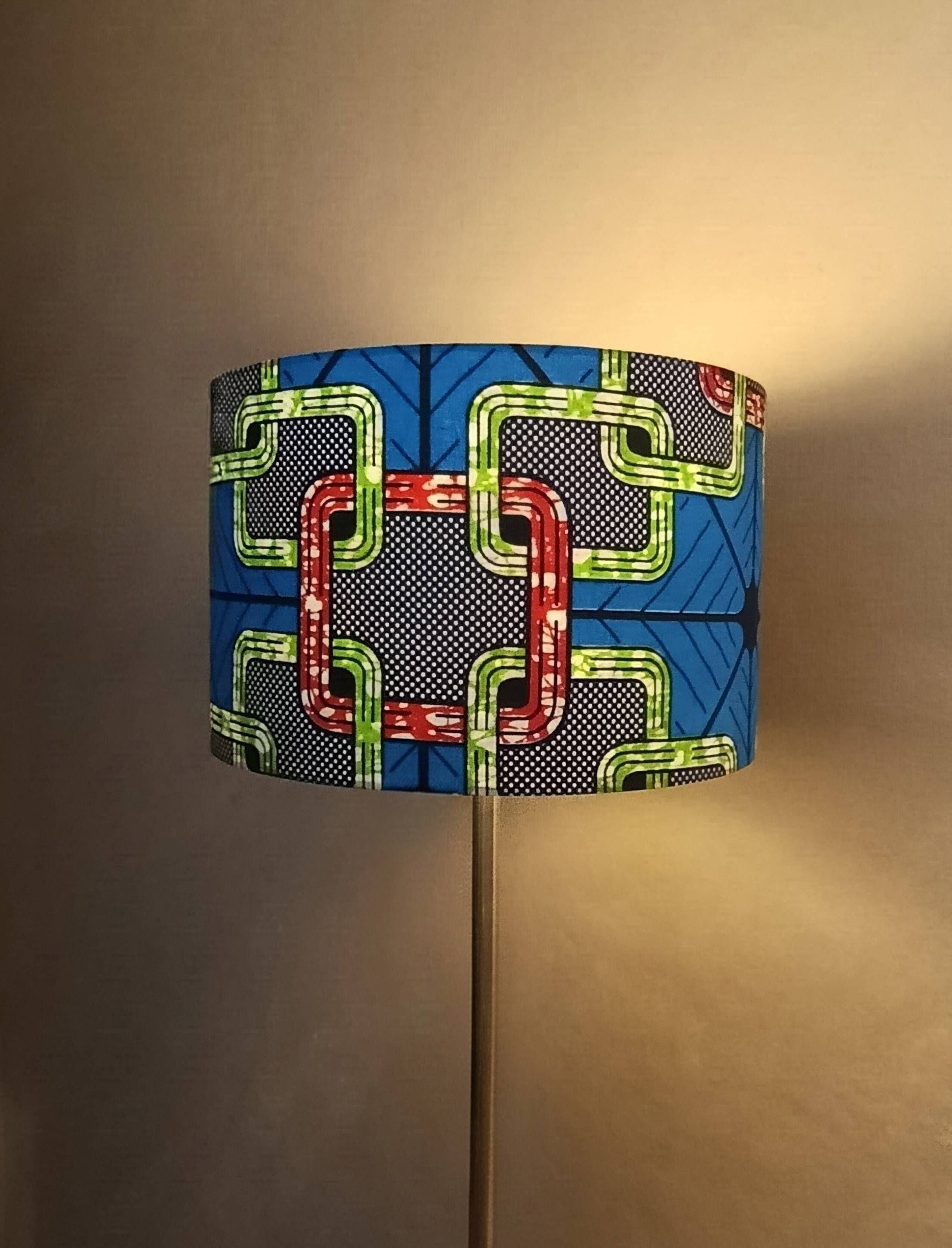 XL lampshade/suspension with printed ethnic graphic wax