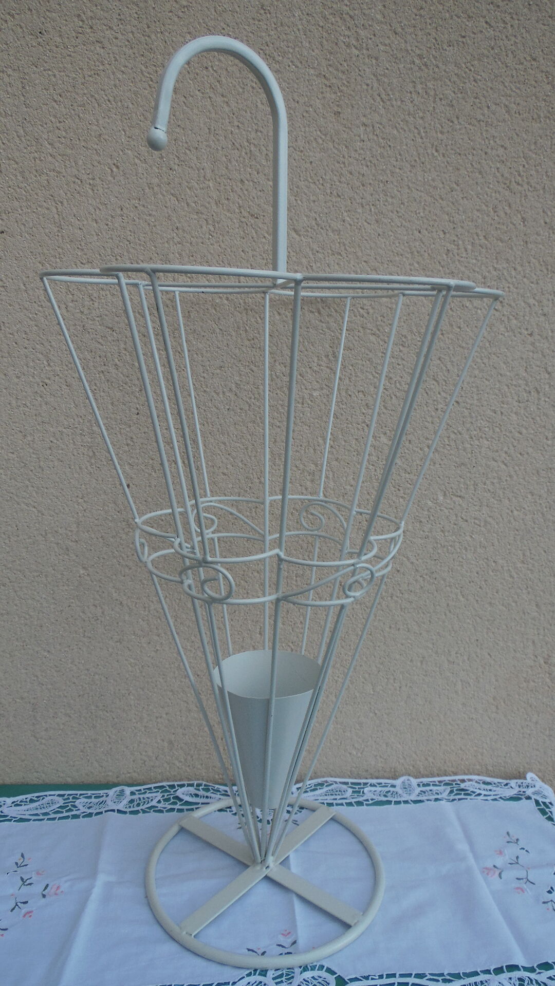 Porte parapluie metal forgé blanc
