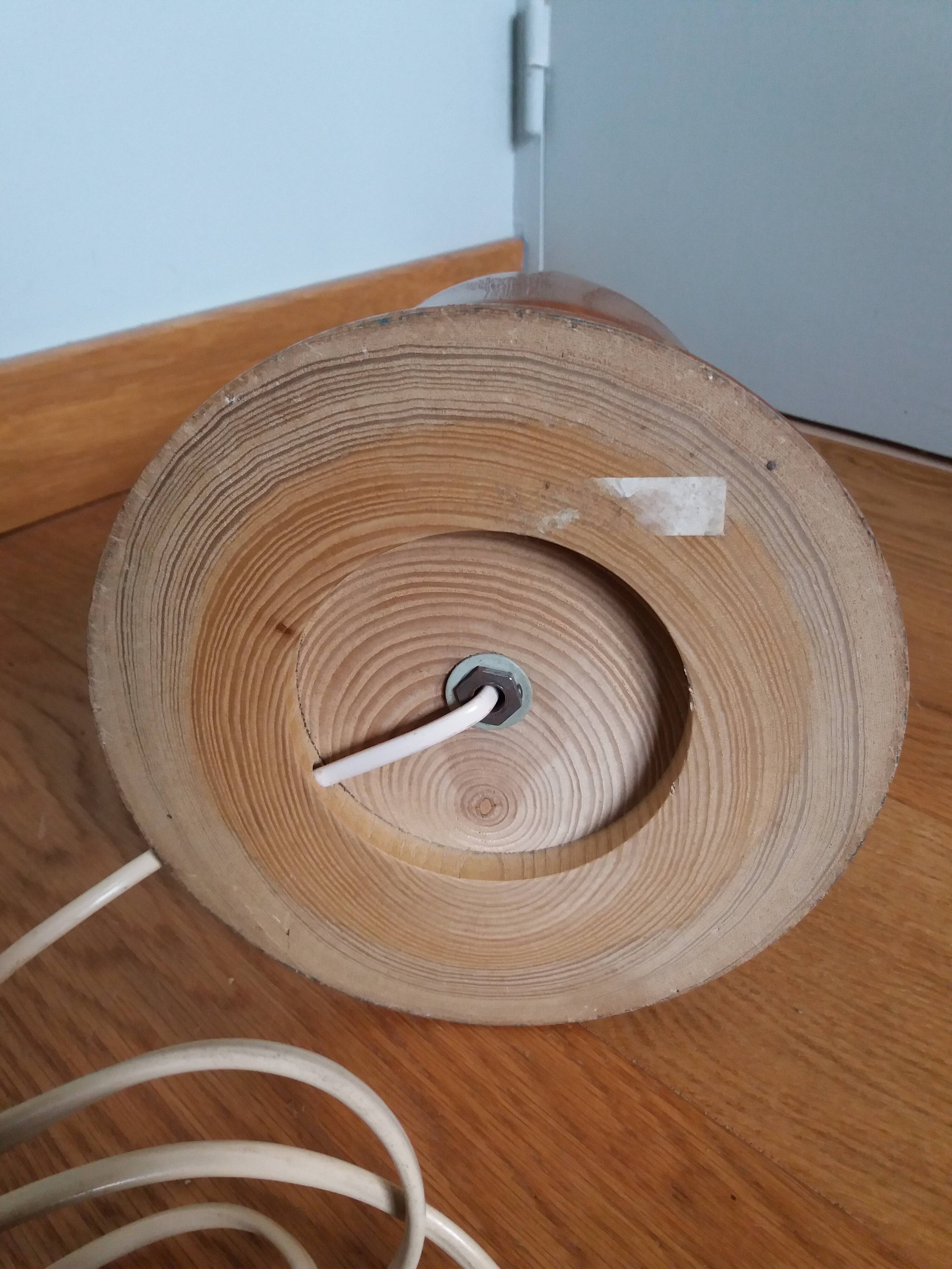 Turned wooden foot lamp from the 70s space age