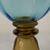 5 glasses in amber and blue crystal George Sand diabolos 19th century