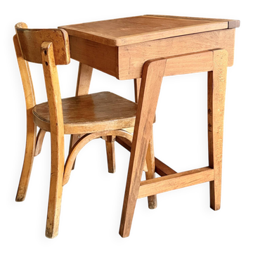 School desk and chair set stamped Baumann
