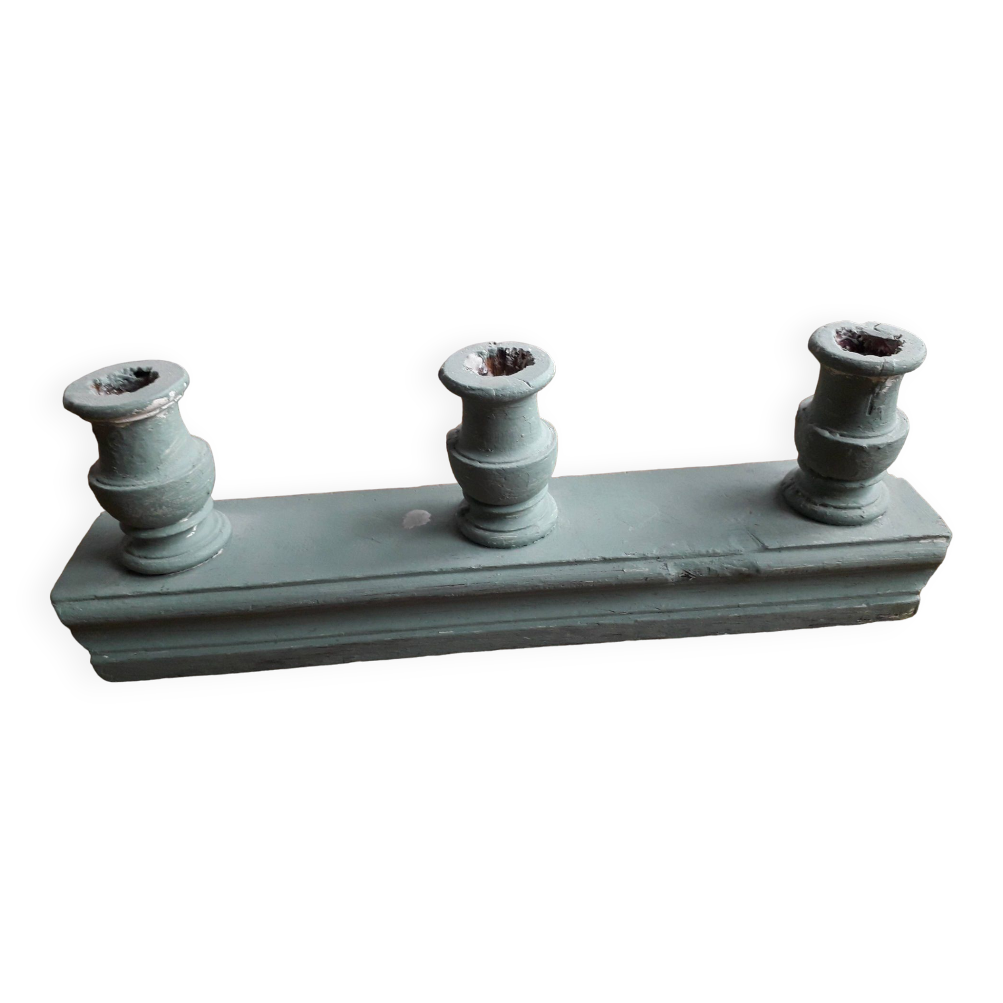 Vintage candle holder 3 candles in carved solid wood