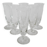 Lot de 6 flûtes à champagne gravées 1960