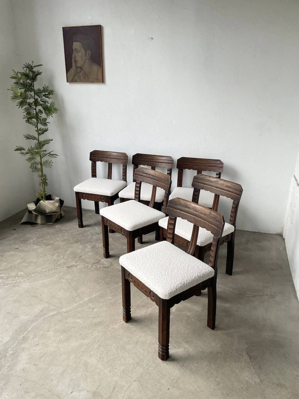 Set of 6 brutalist chairs from the 1940s
