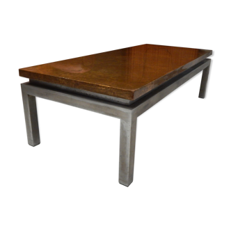 60/70 design coffee table brushed steel and resine