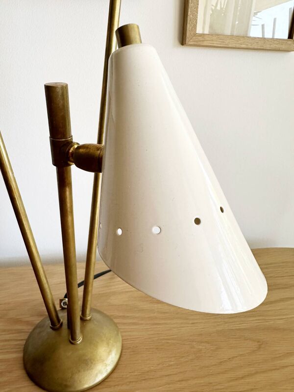 Lampe italienne trois têtes en laiton design années 50