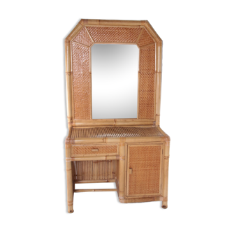 Vintage faux bamboo dressing table 'natural beauty' 1980s France