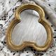 Miroir ancien trilobé en bois doré 22 cm 