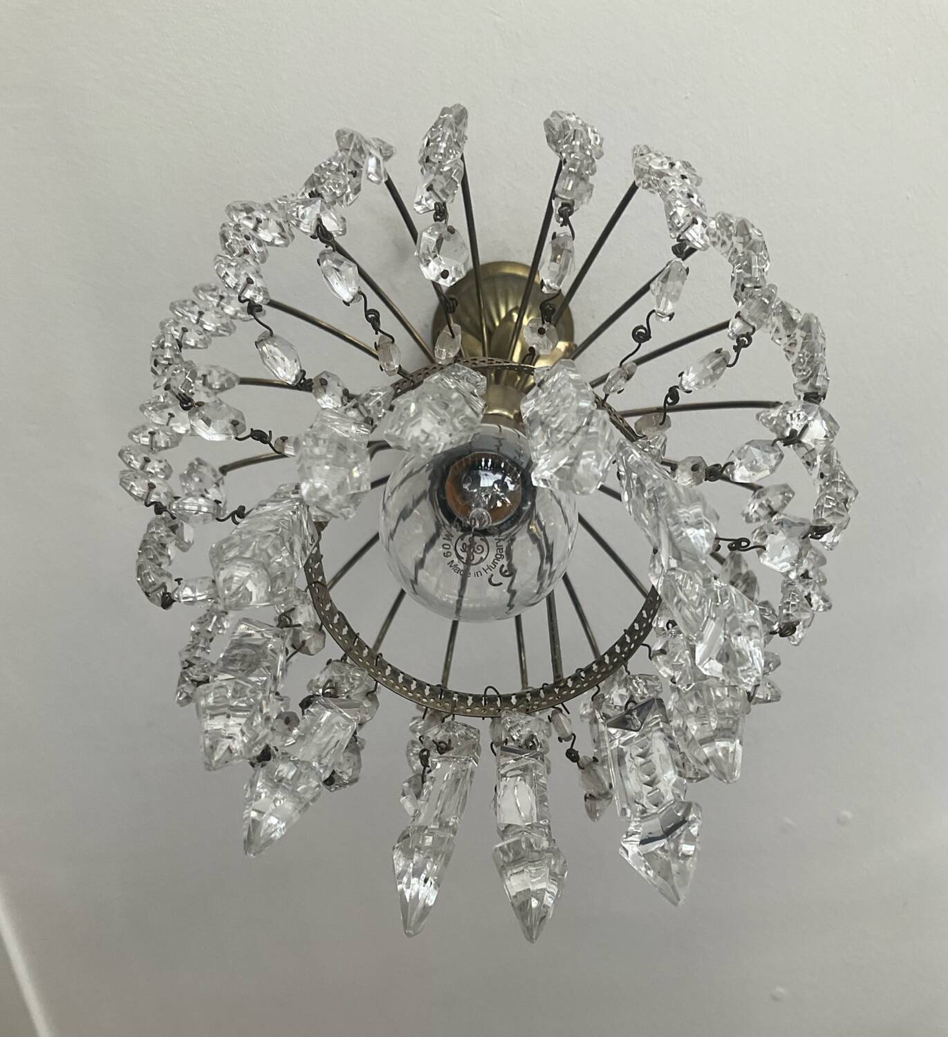 Petit lustre vintage à pampilles de cristal