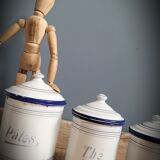 Set 5 pots kitchen white and blue