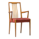 Set of six carved walnut dining chairs, Italy, 1955