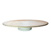 Table basse ronde en travertin, attribué à Angelo Mangiarotti pied cylindrique central, 1970s