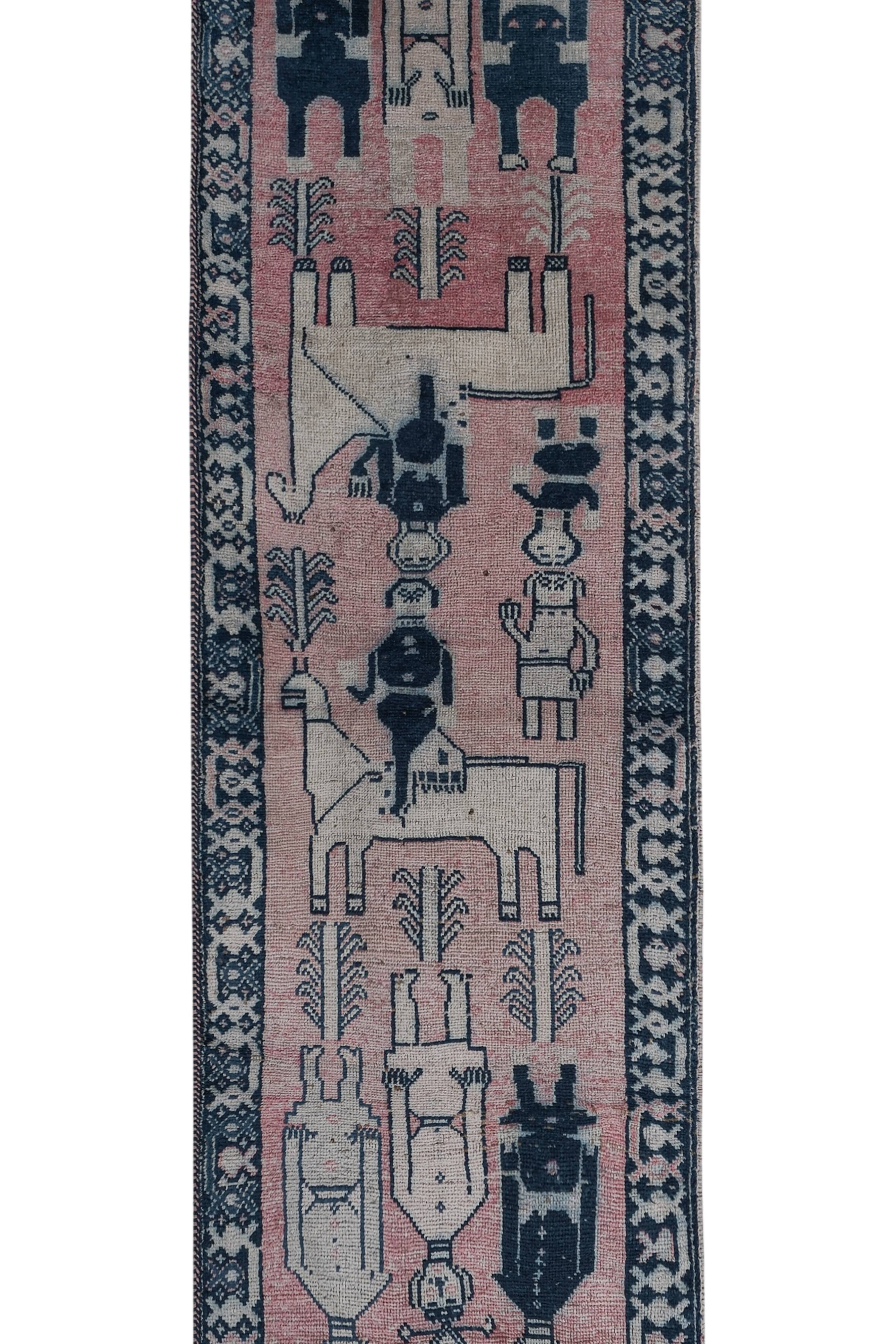 Vintage Turkish Oushak Rug Handwoven 104x320 cm