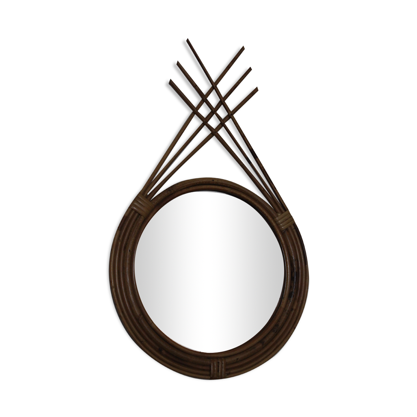 Rattan mirror 70's 34x54cm