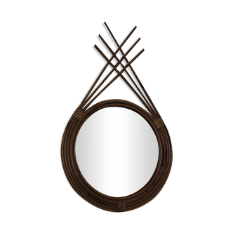 Rattan mirror 70's 34x54cm