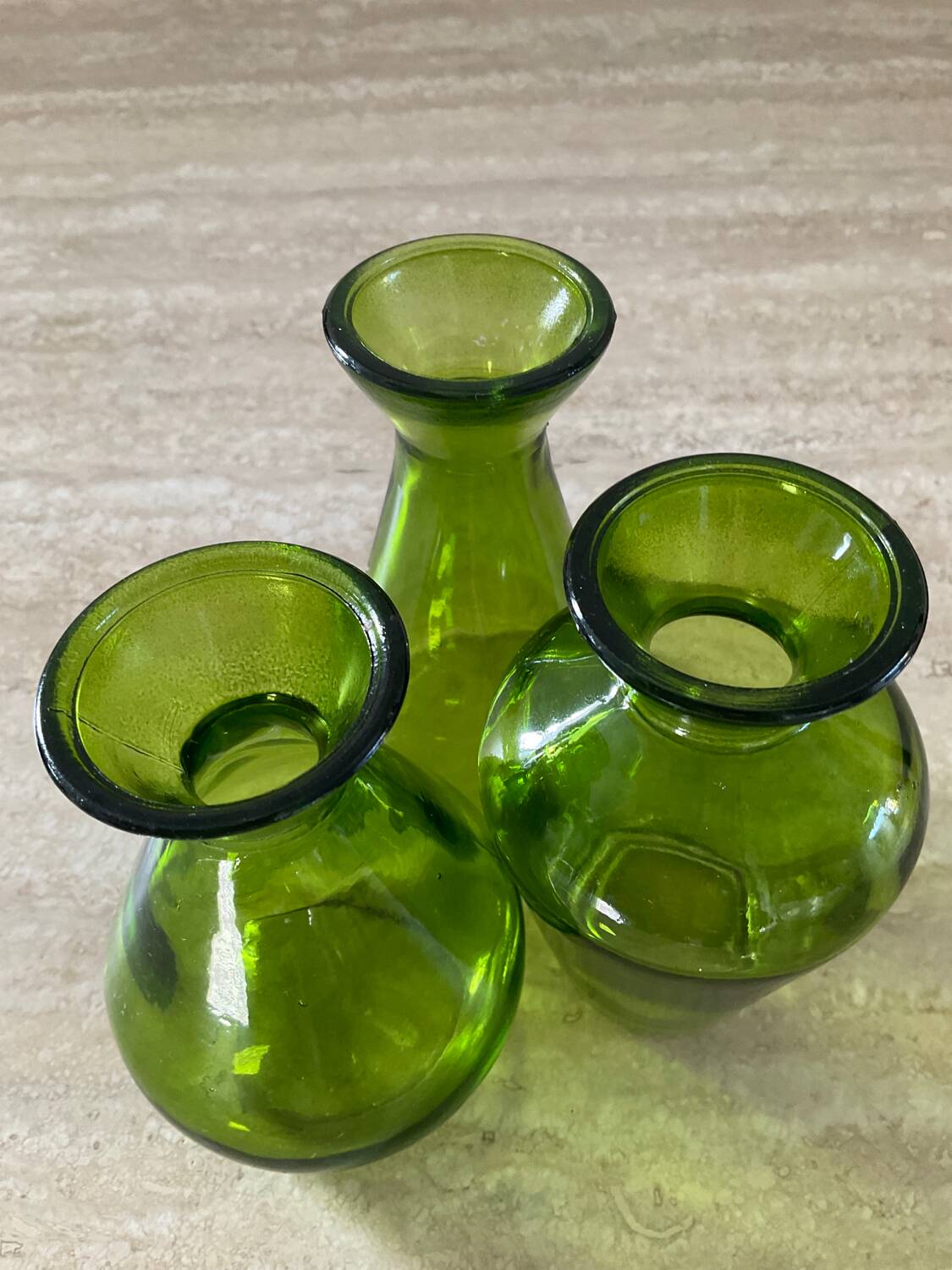 Trio of vintage molded glass vases