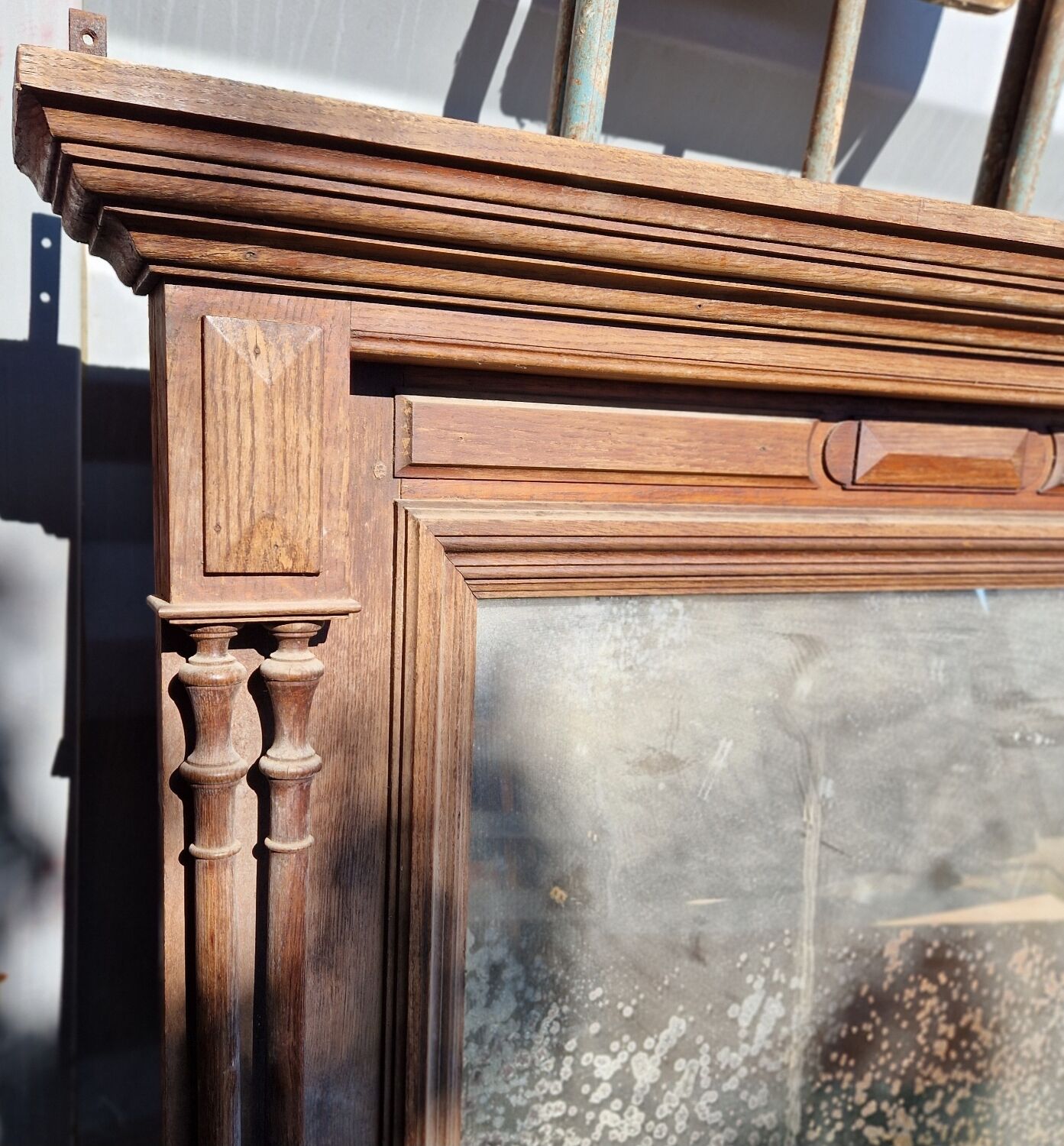 Antique oak trumeau mirror