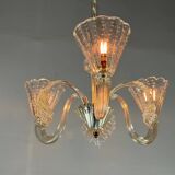 Venetian chandelier in colorless murano glass circa 1940