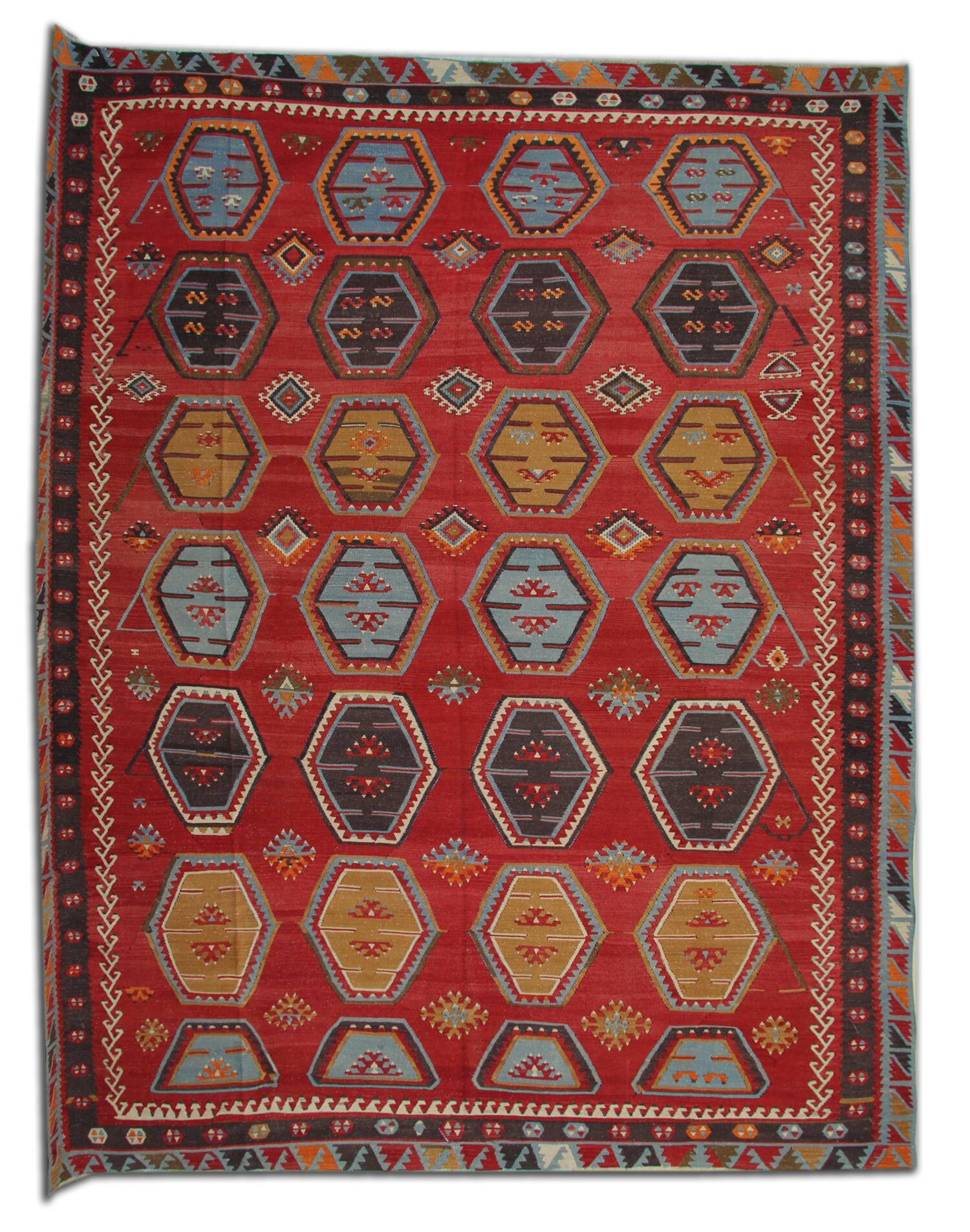 Rare Handmade Sarkishla Kilim Oriental Rug Antique Wool Turkish Kilim
