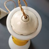Suspension en opaline blanche et jaune diabolo