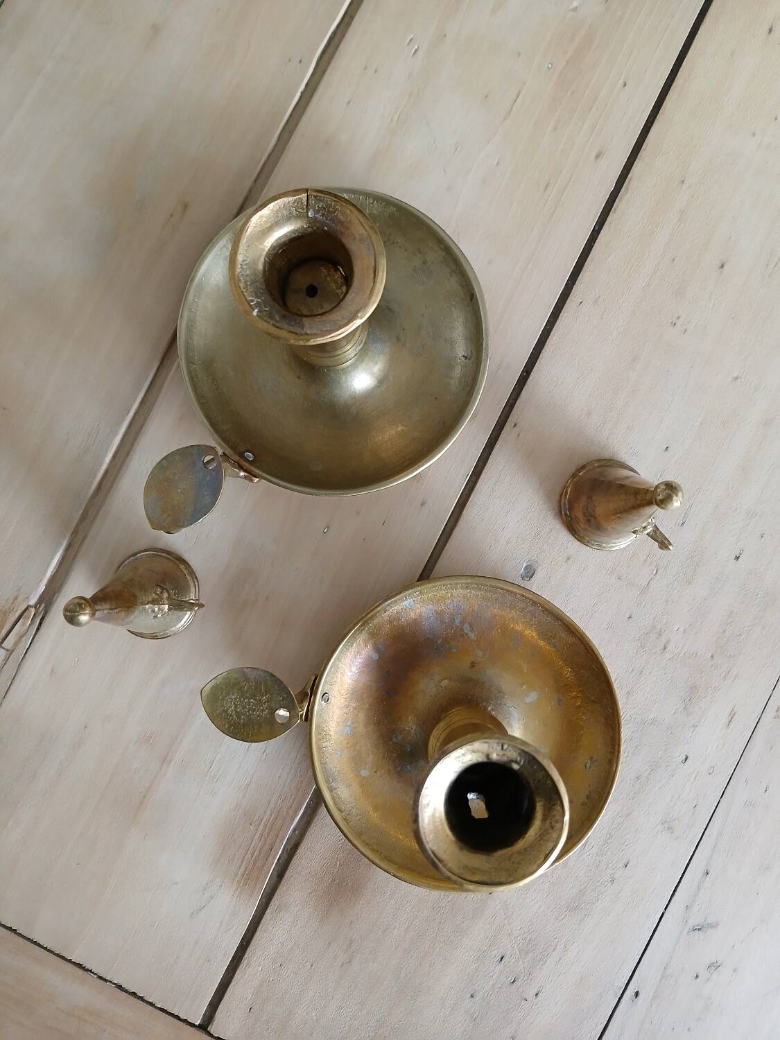 Set of 2 brass cellar rat candlesticks