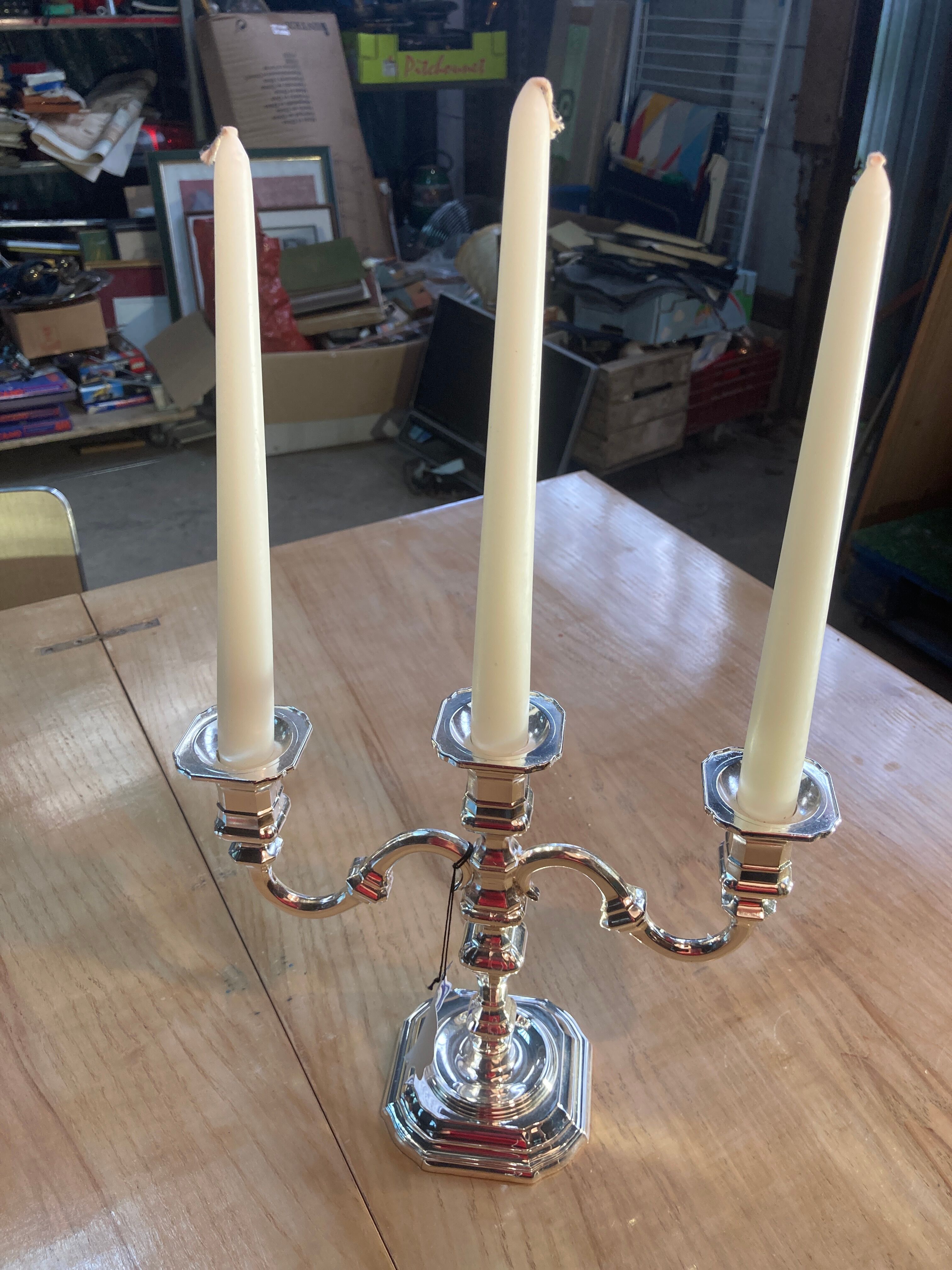 3-pointed silver candlestick with pure silver 1000/1000e