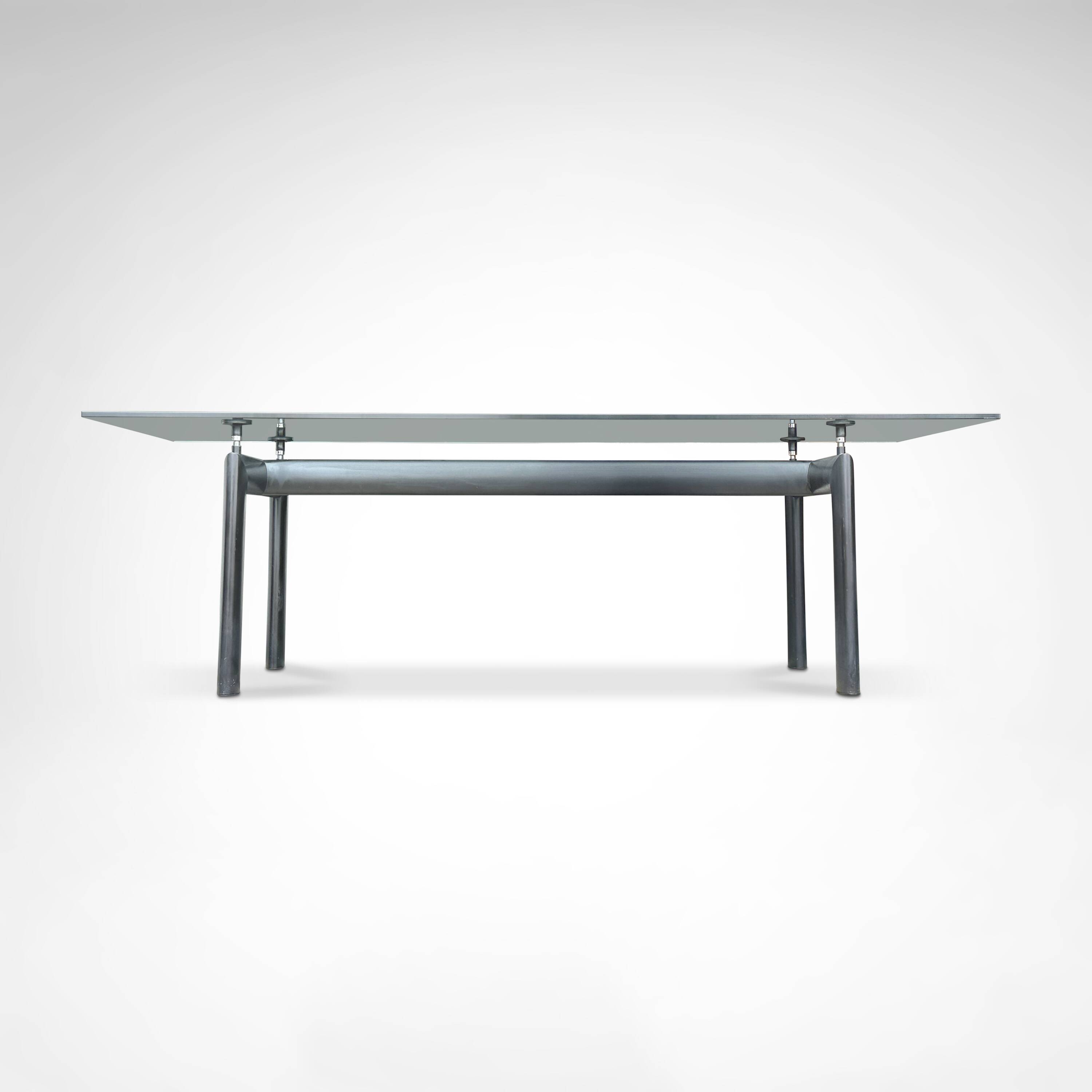 LC6 glass and metal dining table by Le Corbusier et al. for Cassina 1990s