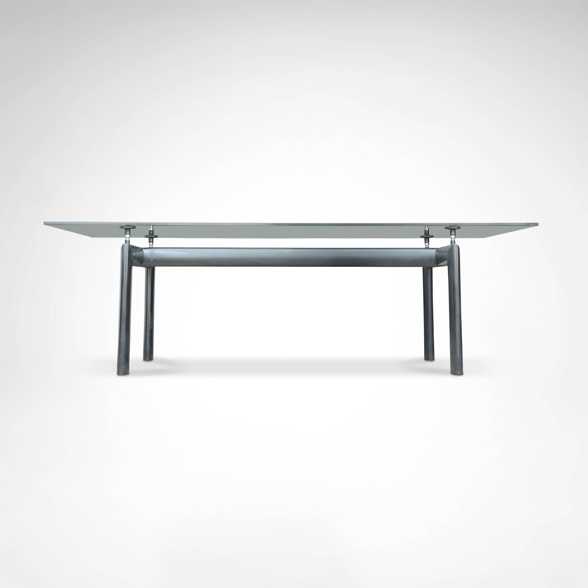 LC6 glass and metal dining table by Le Corbusier et al. for Cassina 1990s