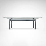LC6 glass and metal dining table by Le Corbusier et al. for Cassina 1990s
