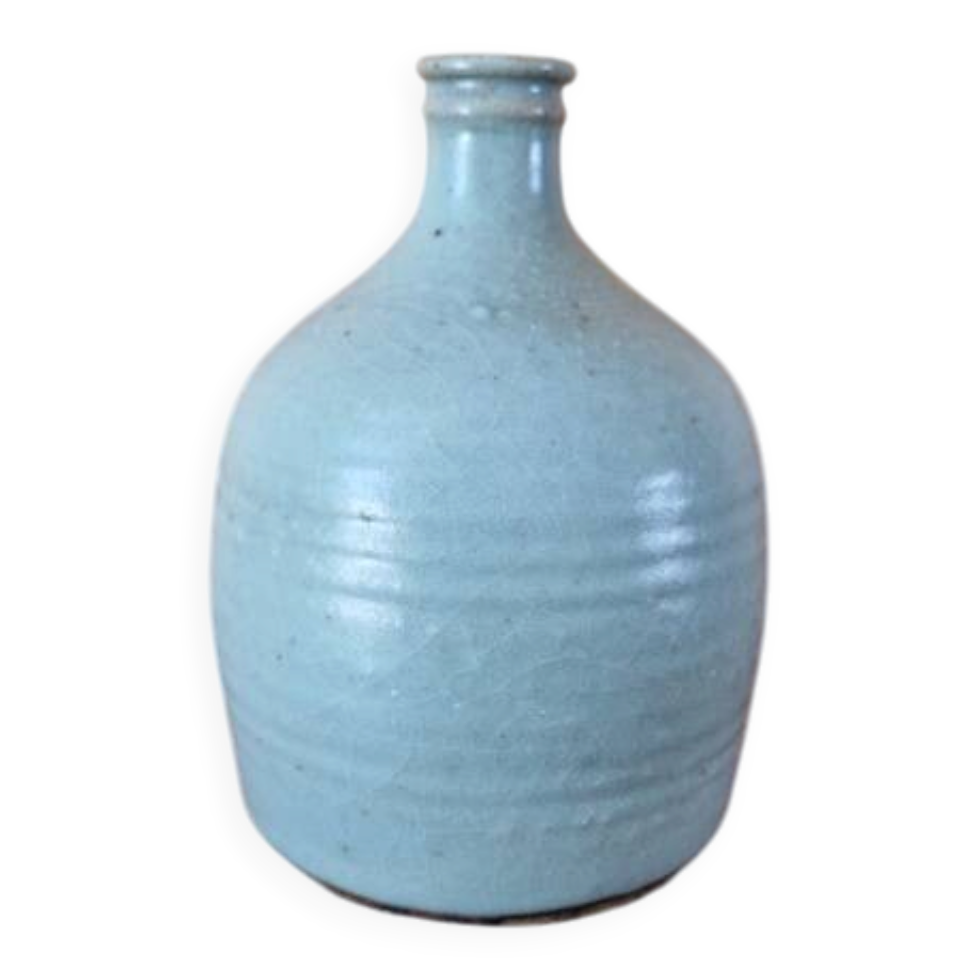 Vase, bouteille, soliflore en grès émaillé vert, Fred Ferry