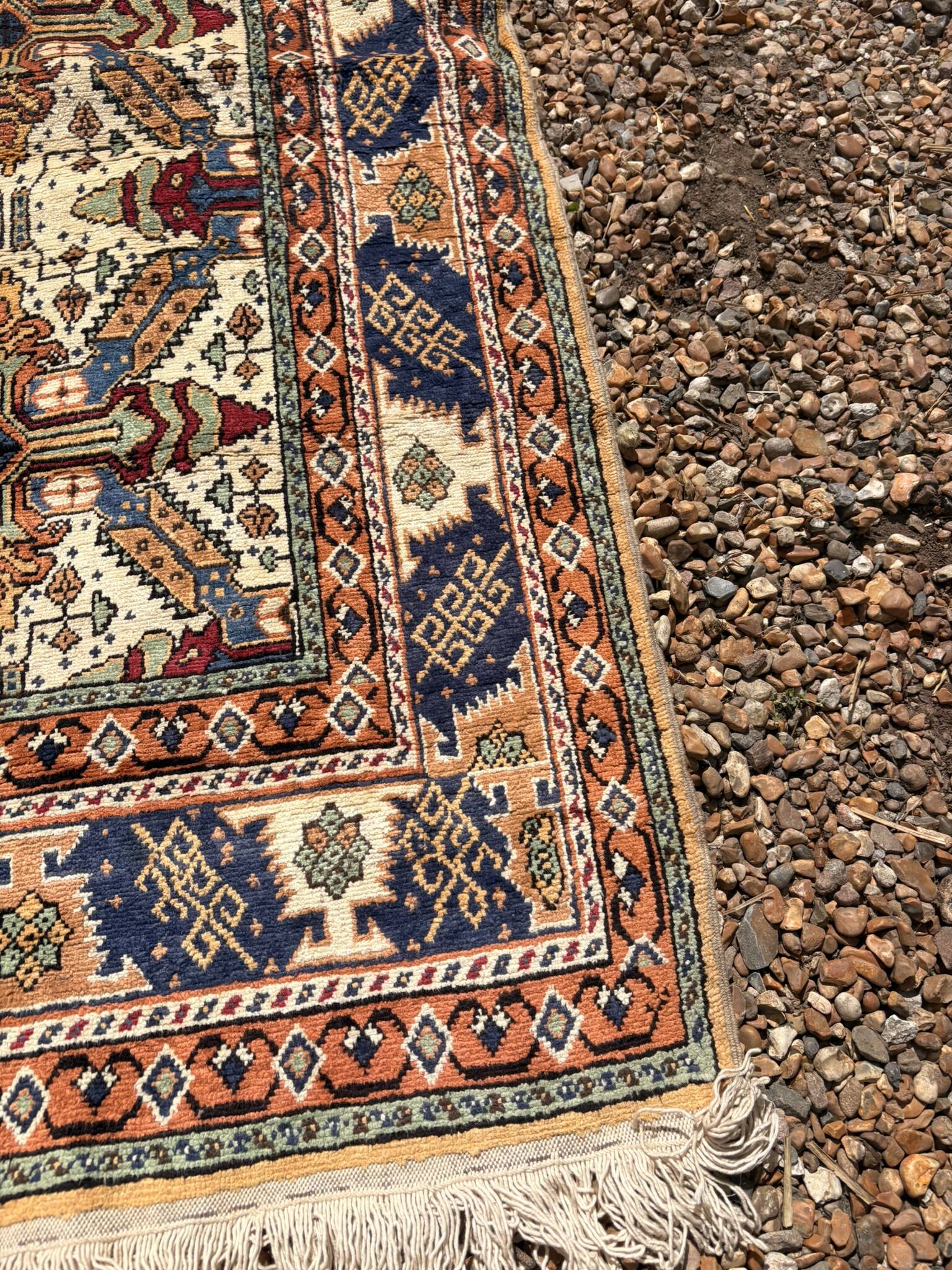 Vintage Oriental Handwoven Wool Caucasian Boho Chic Persian Rug 150x89