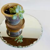 Vintage round and beveled table mirror