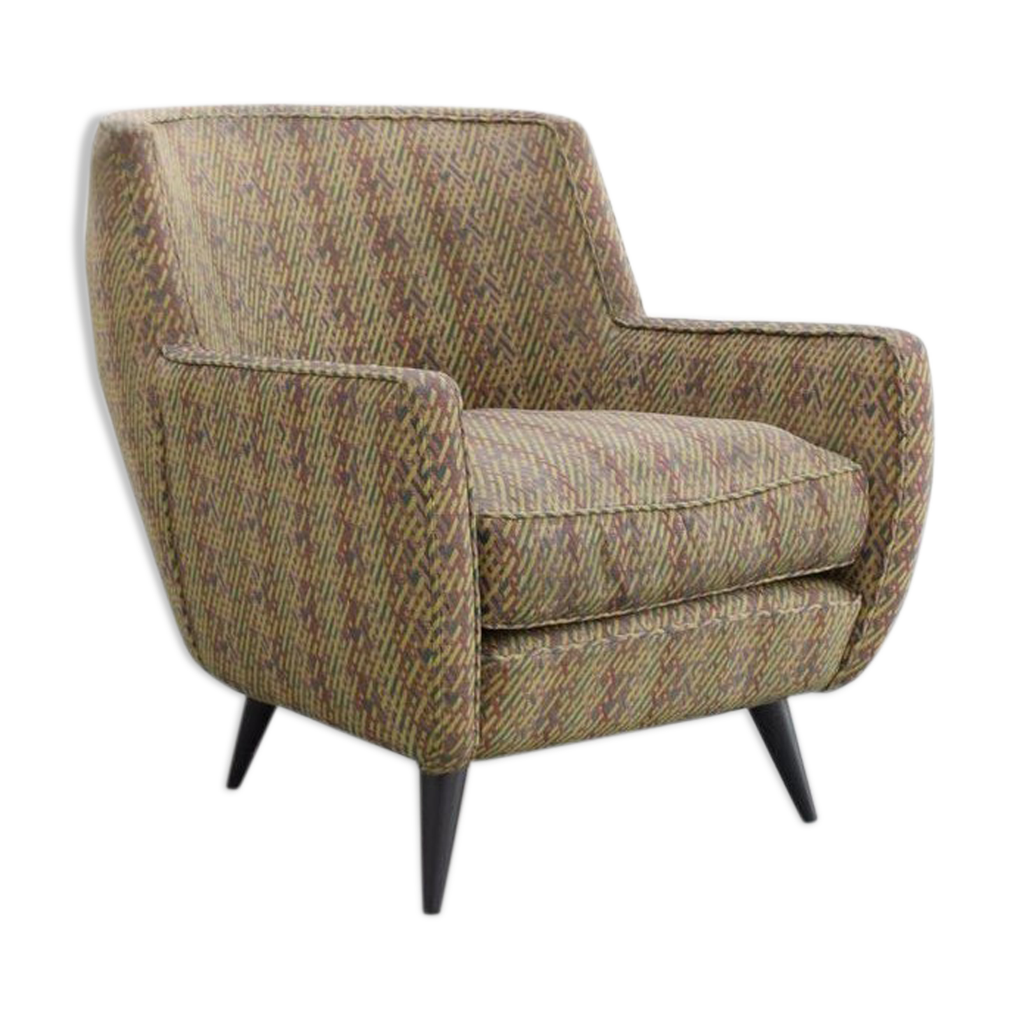 Brazilian Midcentury Modern Armchair in Original Fabric, c1950s