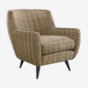 Brazilian Midcentury Modern Armchair in Original Fabric, c1950s