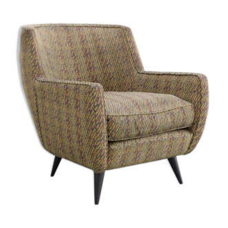 Fauteuil moderne brésilien du milieu du siècle en tissu original, 1950