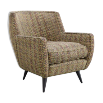 Brazilian Midcentury Modern Armchair in Original Fabric, c1950s