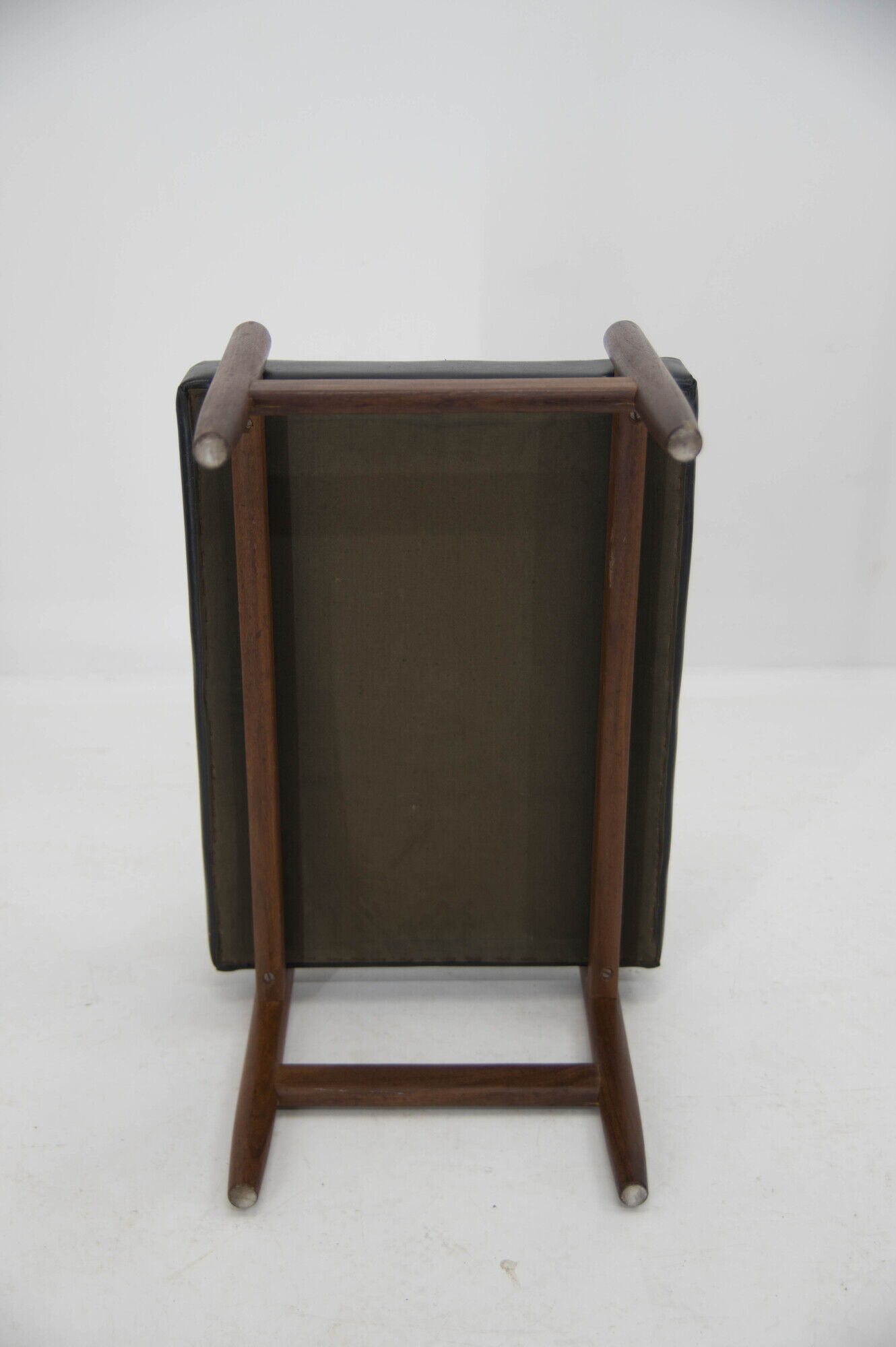 Footrest in Teak and Black Leather, Denmark, 1960s