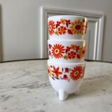 Trio of Arcopal cockroaches colorful flowers 70s