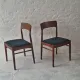 Pair of Henning Kjaernulf teak dining chairs sea blue-green, Denmark 1960s