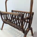 Vintage rattan magazine rack