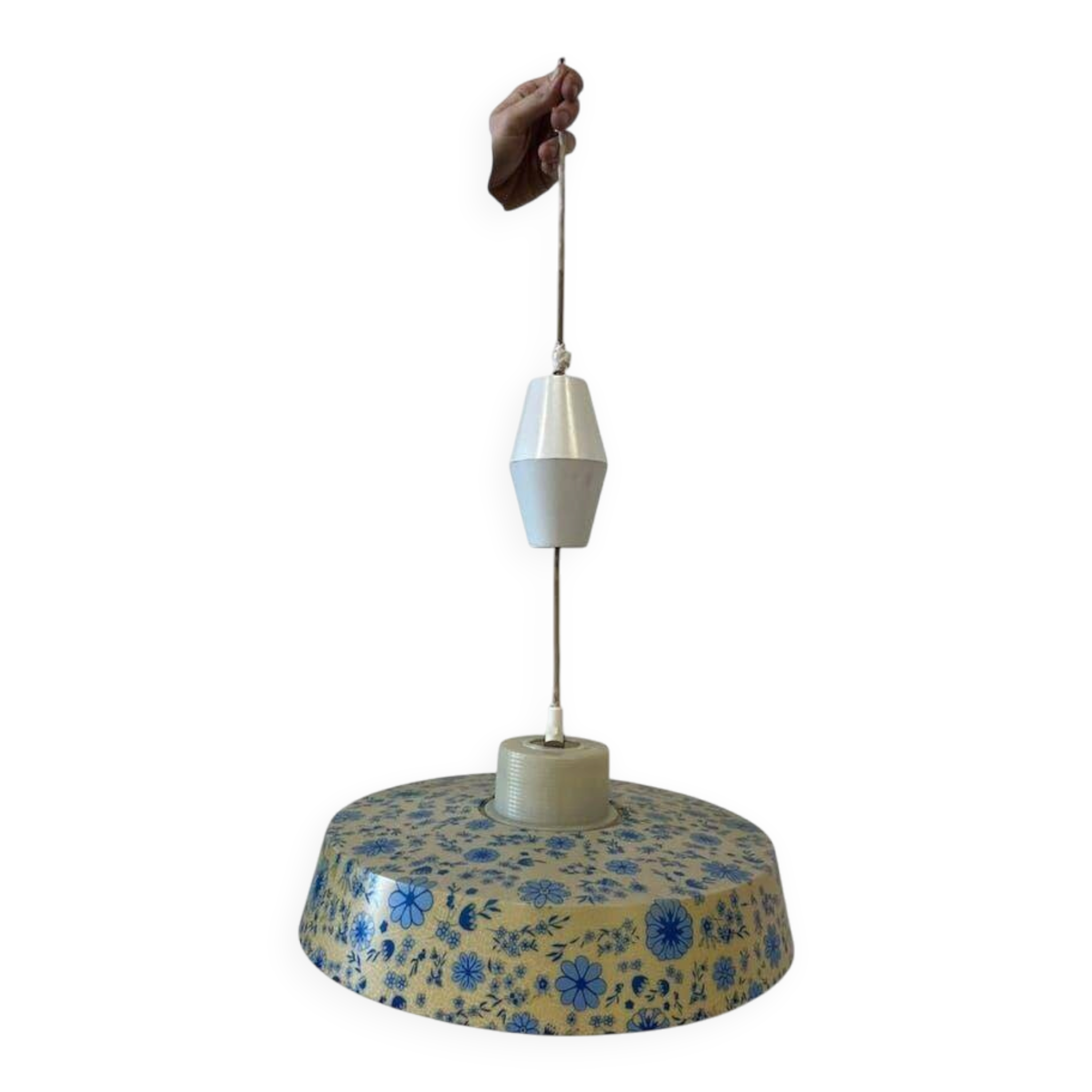 Suspension/lustre/plafonnier vintage bleu à motif floral
