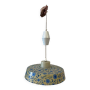 Suspension/lustre/plafonnier vintage bleu à motif floral