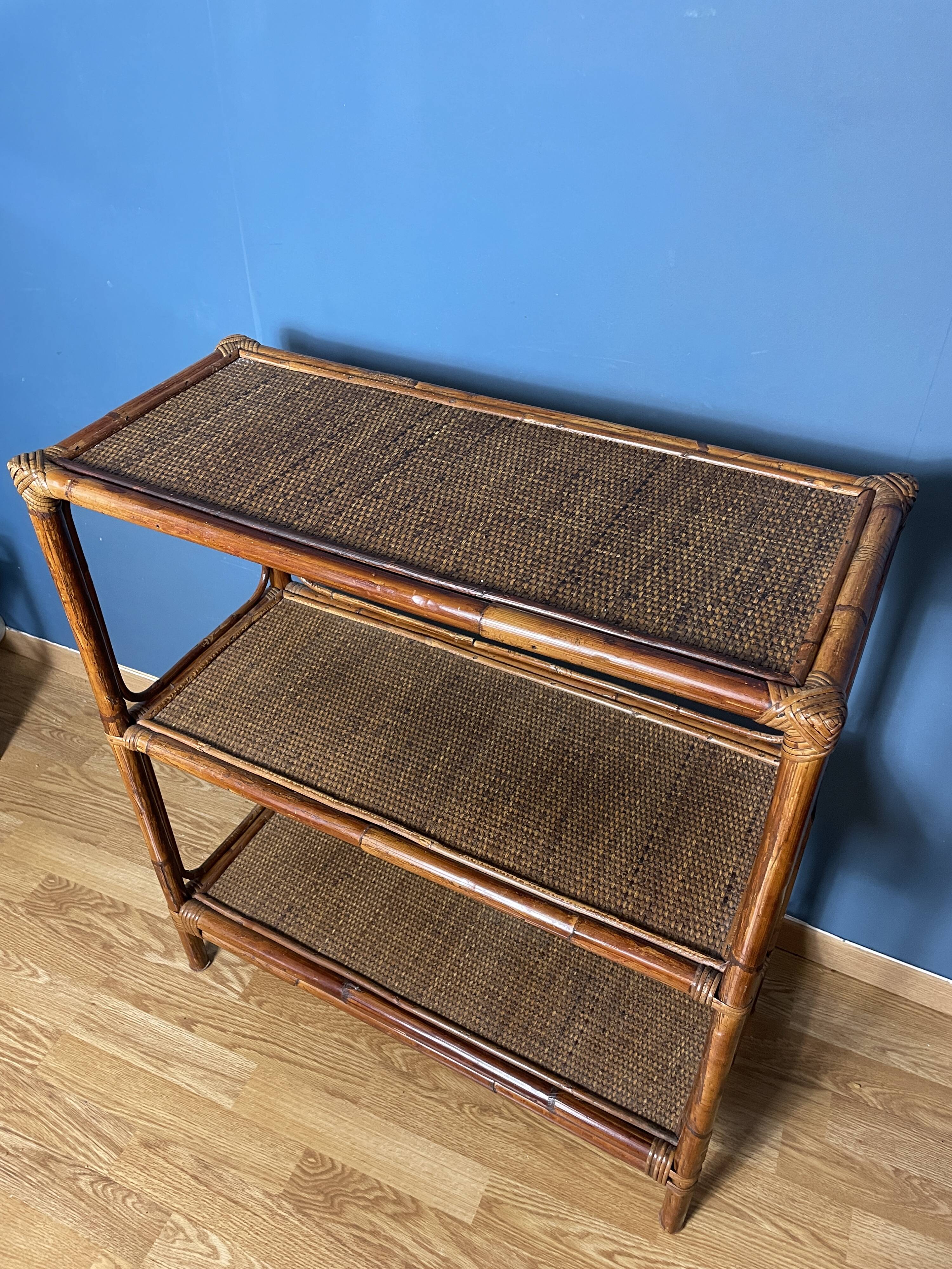Vintage natural rattan shelf