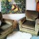 Paire de fauteuils en velours "Jean Roche "