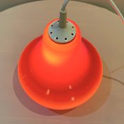 Red Opaline Glass Pendant Light 1970 Space Age Ceiling Lamp Free Form Orange